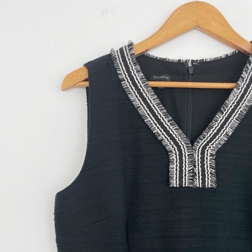 Talbots Black Embroidered Minimalist Basic V-Neck… - image 4